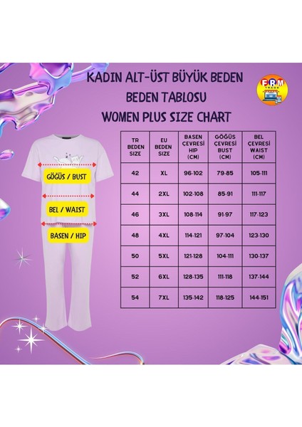 Büyük Beden Kadın Pamuk Bisiklet Yaka Kısa Kol Ayıcık Baskılı Pamuklu Örme Pijama Takımı