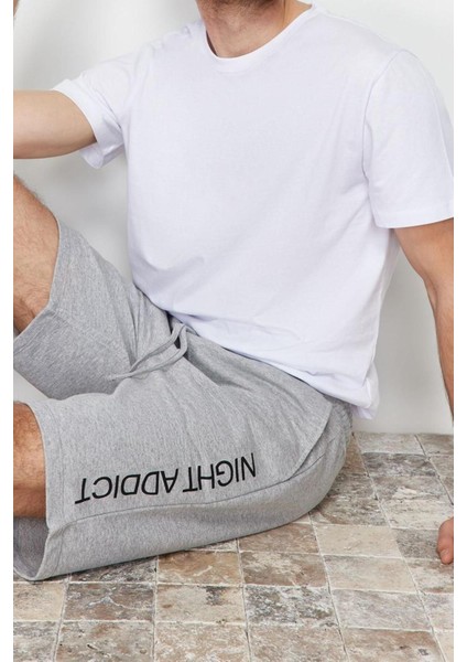 Erkek Pamuk Bisiklet Yaka Kısa Kol Baskılı Yazlık Şortlu Pijama Takımı modelleri