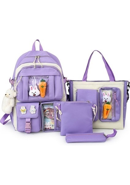 Okul Dört Parçalı Kız Tatlı Tarzı Kore Sevimli Ortaokul Öğrencisi Çantası (Yurt Dışından)