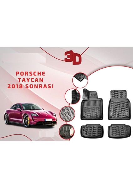 Porsche Taycan 3D Havuzlu Paspas 2018- Sonrası