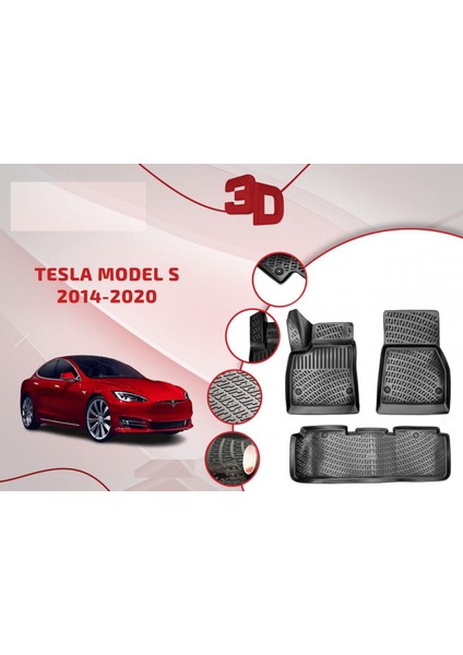 Tesla Model S 3D Havuzlu Paspas 2014-2025