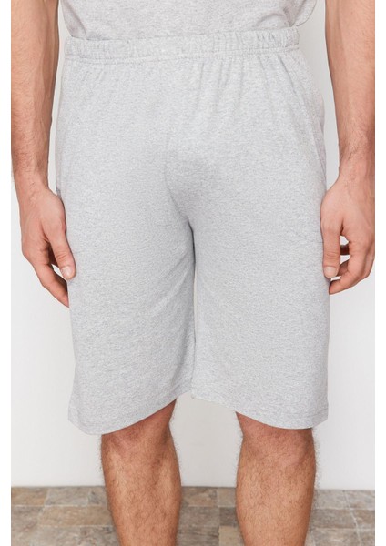 Erkek Pamuk Polyester Düğmeli Yaka Kısa Kol Regular Fit Bisiklet Yaka Örme Şortlu Pijama Takımı