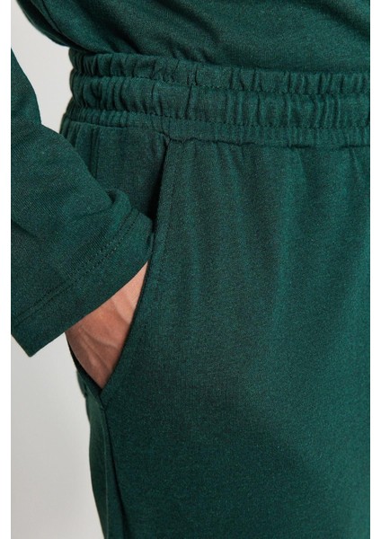Erkek Polyester Bisiklet Yaka Uzun Kol Regular Fit Örme Pijama Takımı