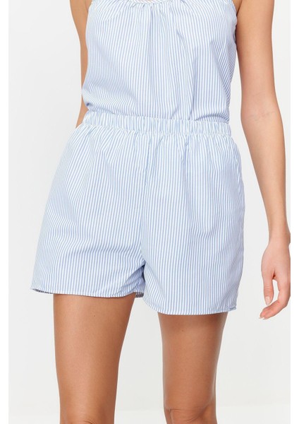 Kadın Polyester Havuz Yaka Askılı Kol Pamuklu Çizgili Ip Askılı Poplin Dokuma Pijama Takımı indirimleri
