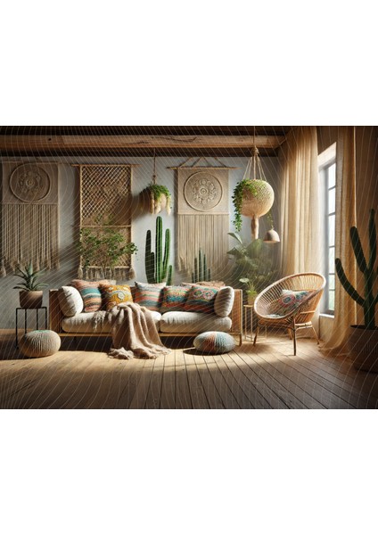 Bohem Tarzında Doğal Sıcak ve Davetkar Stüdyo Fonu Arka Plan, 200X150CM