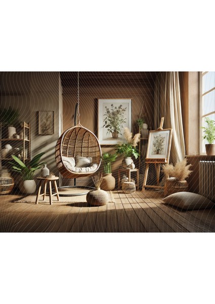 Doğal Tonlarda Bohem Dekorlu 200X150CM Stüdyo Fonu, Arka Plan