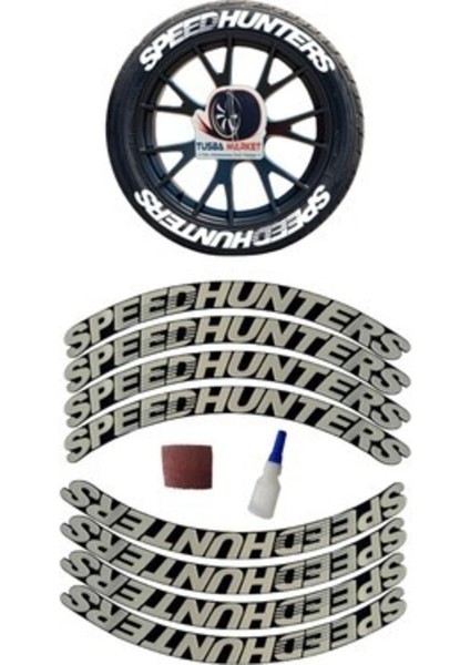 Speedhunters Lastik Yazısı Beyaz 2.5 cm Orijinal Ürün 4 Adet 3D Lastik Yazısı