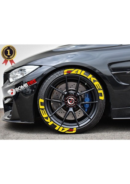Falken Sarı Lastik Yazı Orijinal Ürün 2.5 cm Proseries ™ 1 Yıl Garantili 8 Adet Tutkal