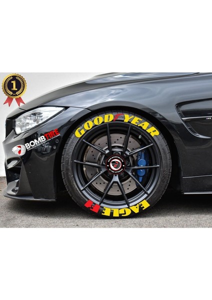 Goodyear Sarı Lastik Yazı Orijinal Ürün 2.5 cm Proseries ™ 1 Yıl Garantili 8 Adet Tutkal