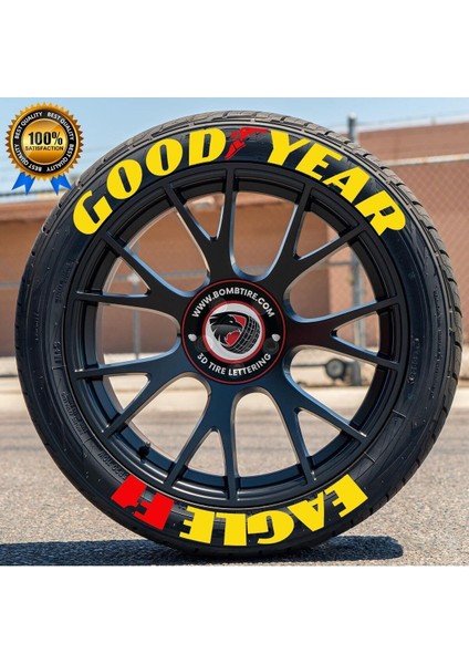 Goodyear Sarı Lastik Yazı Orijinal Ürün 2.5 cm Proseries ™ 1 Yıl Garantili 8 Adet Tutkal