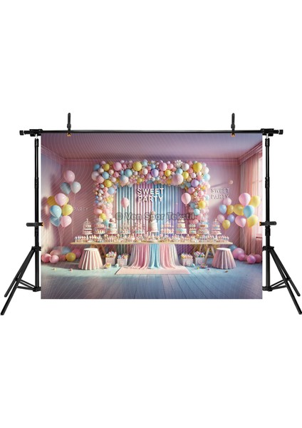 Pastel Renklerde Sweet Party Temalı 200X150CM Stüdyo Fonu Arka Plan fiyatları