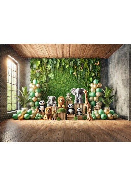 Orman Temalı Hayvan Figürlü 200X150CM Stüdyo Fonu Arka Plan