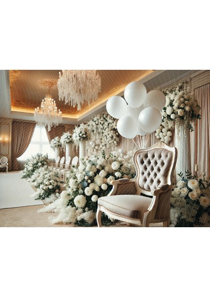 Zarif Düğün ve Çiçek Temalı Stüdyo Fonu, 200X150CM Arka Plan