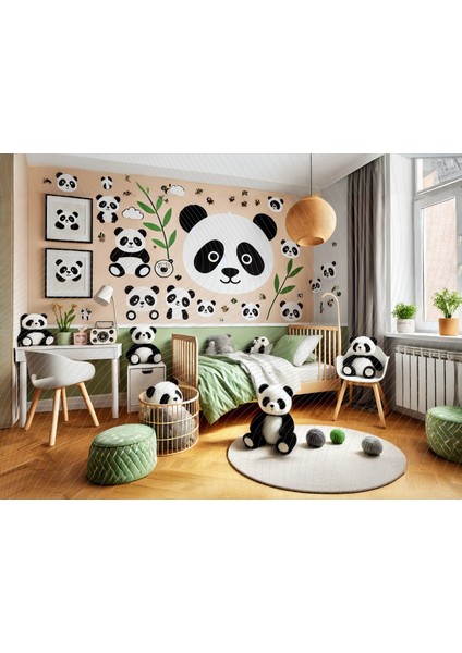 Sevimli Panda Temalı Çocuk Odası Stüdyo Fonu, 200X150CM Arka Plan