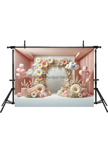 Pembe ve Beyaz Papatya Dekorlarıyla Stüdyo Fonu, 200X150CM Arka Plan fiyatları