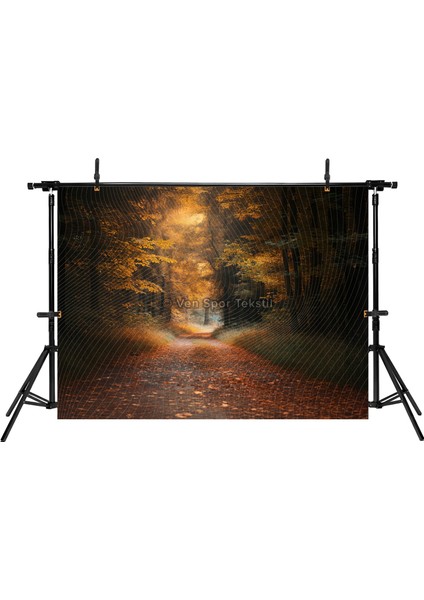 Nostaljik Sonbahar Orman Yolu Temalı Stüdyo Fonu Arka Plan - 200X150CM