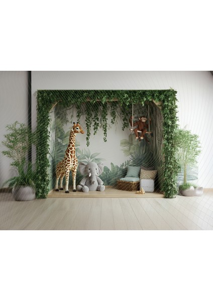 Orman Temalı, Peluş Hayvanlı Stüdyo Fonu - 200X150CM Arka Plan