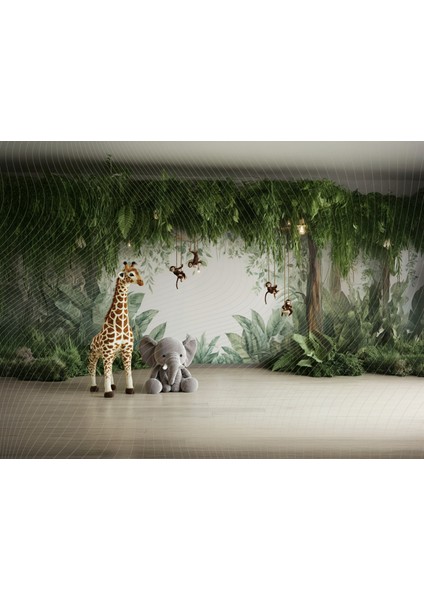 Orman Temalı Sevimli Hayvanlarla Dolgulu 200X150CM Stüdyo Fonu Arka Plan