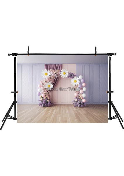 Çiçek ve Balonlu Pastel Renk Stüdyo Fonu - 200X150CM Arka Plan fiyatları