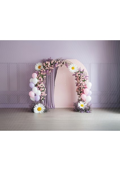 Pembe Çiçekli Romantik Konsept 200X150CM Stüdyo Fonu Arka Plan