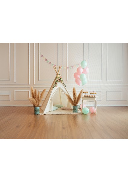 Pastel Renklerde Çadır Temalı Stüdyo Fonu - 200X150CM Arka Plan