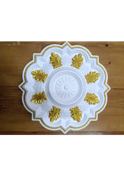 Menekşe Desenli Metalik Boyalı Tavan Göbeği 40 cm - Altın (Gold) Renk - 1 Adet