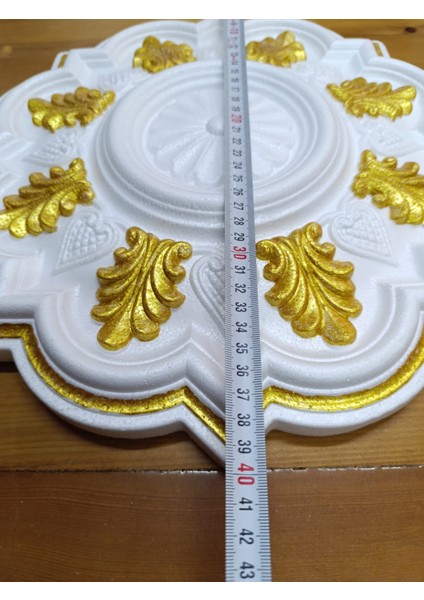 Menekşe Desenli Metalik Boyalı Tavan Göbeği 40 cm - Altın (Gold) Renk - 1 Adet