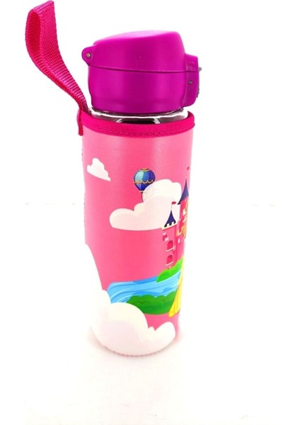 Okul Su Matarası Cam H2O Deri Kılıflı Kilit Sistemli Prenses Pembe 500 ml fiyatları