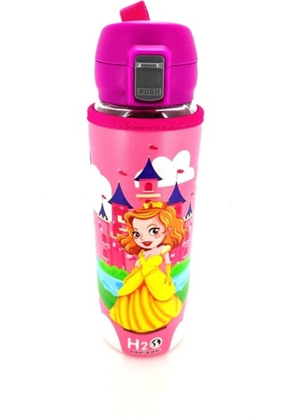 Okul Su Matarası Cam H2O Deri Kılıflı Kilit Sistemli Prenses Pembe 500 ml modelleri