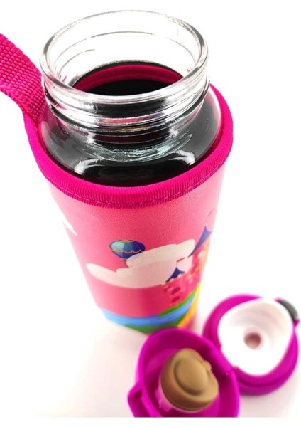 Okul Su Matarası Cam H2O Deri Kılıflı Kilit Sistemli Prenses Pembe 500 ml indirimleri