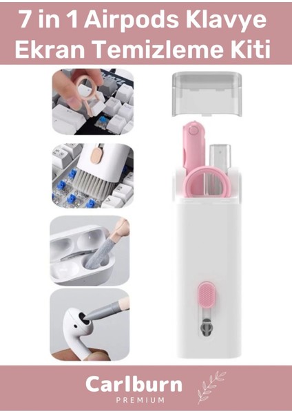 Premium Çok Fonksiyonlu Güçlü Silikon Uçlu 7 In 1 Airpods Klavye Ekran Temizleme Kiti
