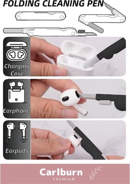 Premium Çok Fonksiyonlu Güçlü Silikon Uçlu 7 In 1 Airpods Klavye Ekran Temizleme Kiti