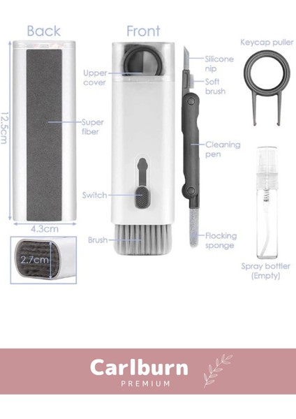Premium Çok Fonksiyonlu Güçlü Silikon Uçlu 7 In 1 Airpods Klavye Ekran Temizleme Kiti
