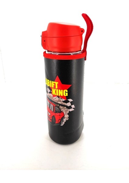 Okul Su Matarası Cam H2O Deri Kılıflı Kilit Sistemli Arabalı 500 ml modelleri
