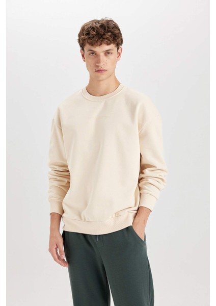 Boxy Fit Bisiklet Yaka Baskılı Sweatshirt X8282AZ24AU modelleri