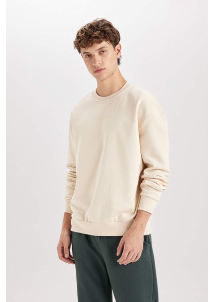 Boxy Fit Bisiklet Yaka Baskılı Sweatshirt X8282AZ24AU fırsatları