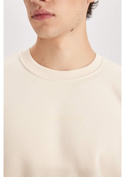 Boxy Fit Bisiklet Yaka Baskılı Sweatshirt X8282AZ24AU indirimleri