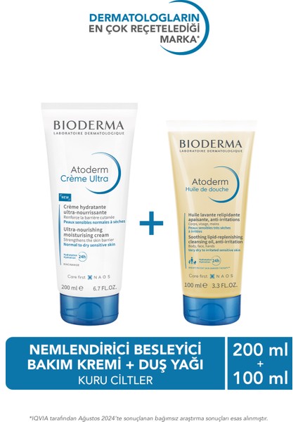 Atoderm Kuru Cilt Nemlendirici Besleyici Duş Yağı 100 Ml Ve Bakım Kremi 200 Ml Bebek Çocuk Yetişkin