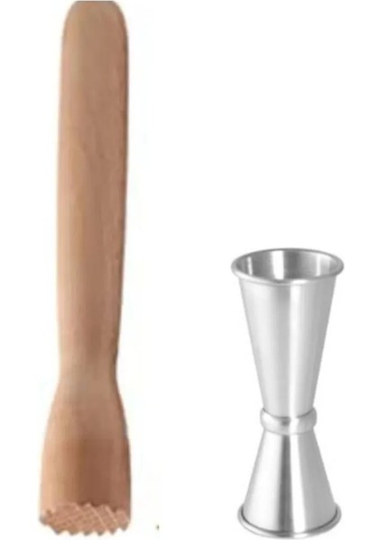 Tokmaklı Bar Kaşığı + Jigger 3/6 cl Kokteyl Ölçeği Bartender Kokteyl Seti Kokteyl Karıştırma Kaşığı