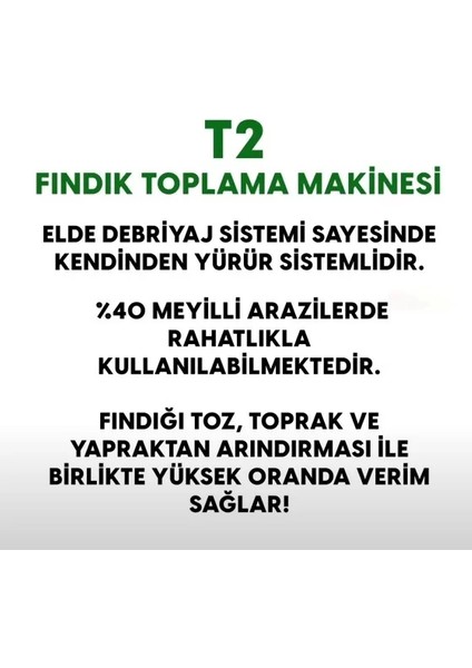 T2 Benzinli Fındık Toplama Makinası 25 mt Hortumlu