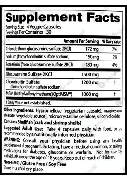 Glucosamine Chondroitin Msm With Optimsm 120 Veg Capsul.Ozelsporcugıdaların'dan