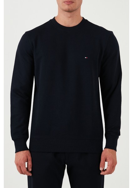 Pamuklu Logolu Regular Fit Bisiklet Yaka Sweat Erkek Sweat Mw0Mw37237 Dw5