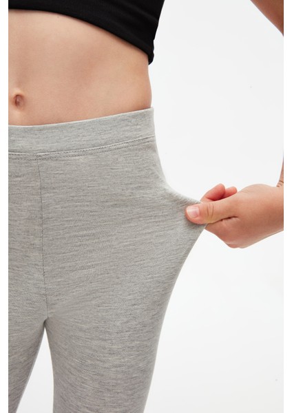 Açık Gri Basic Kız Çocuk Yazlık Tayt modelleri