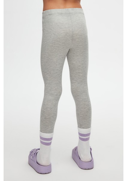 Açık Gri Basic Kız Çocuk Yazlık Tayt fırsatları