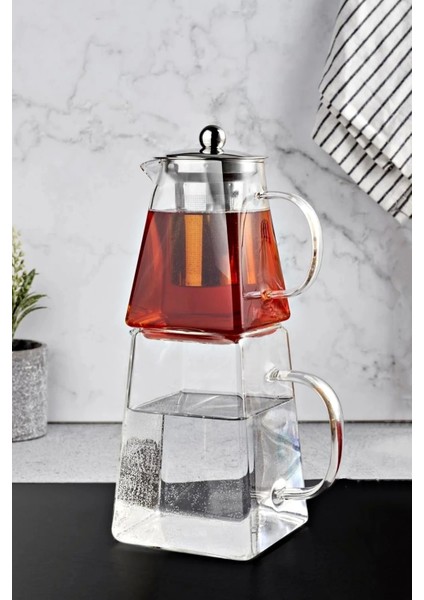 Borasilikat Cam Çaydanlık Takımı Isıya Dayanıklı Demlik 1450 ml