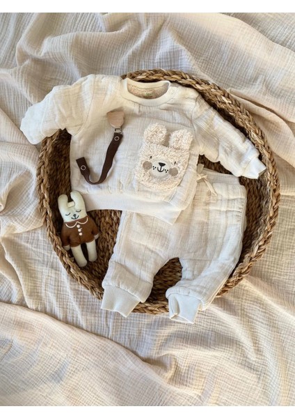 Baby Cosy Bear %100 Organik Pamuk Müslin Alt Üst Takım