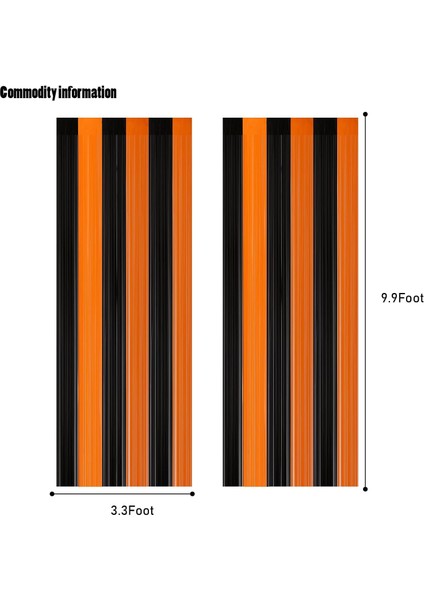 Halloween Cadılar Bayramı Metalize Turuncu Siyah Parlak Arka Fon Kapı Perdesi Püskülü 100X200