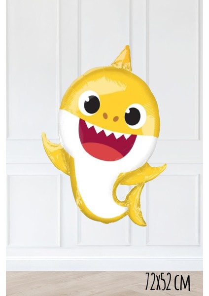 Baby Shark Folyo Balon Sarı Renk Sevimli Köpek Balığı Balon