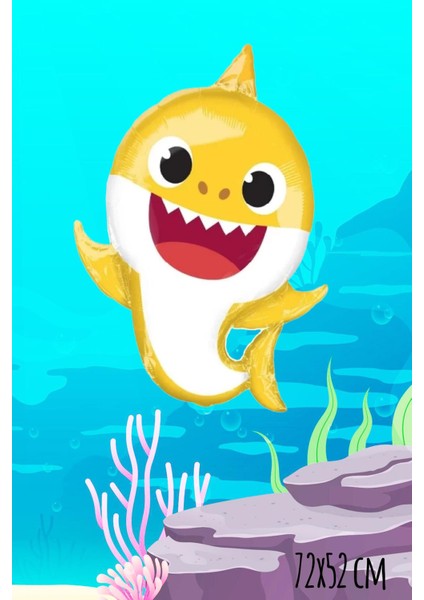 Baby Shark Folyo Balon Sarı Renk Sevimli Köpek Balığı Balon fırsatları