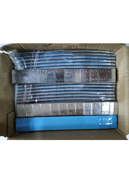 Yapıştırma Balans Kurşunu, Galvaniz Sac Üzeri Mavi Bantlı, Paketinde 100 Adet, Net 6kg
